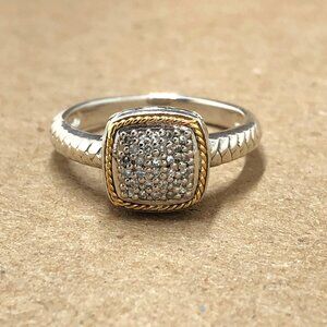Effy Accented  Sterling Silver 925 & 18k Yellow Gold Diamond Ring